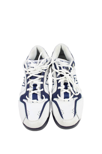 New Balance Mens Leather 546 Lace Up Sneakers White Navy Blue Size 11 D