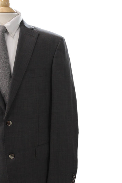 Reda Mens Wool Plaid Blazer Brown Button Size 44