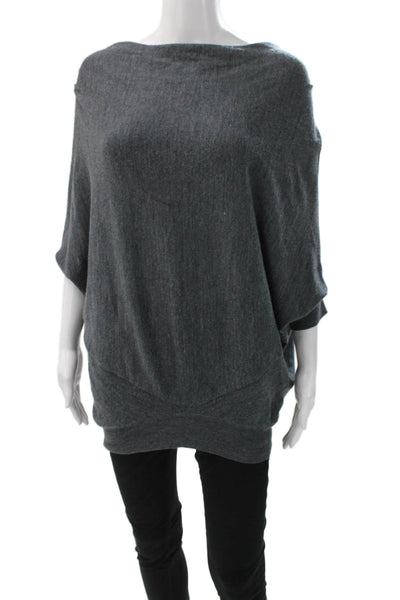 Vince Women Tunic Sweater Gray Wool Blend Boat Neck 3/4 Sleeve Size S
