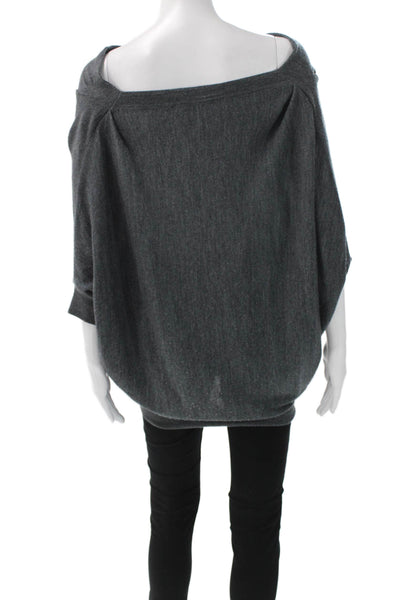Vince Women Tunic Sweater Gray Wool Blend Boat Neck 3/4 Sleeve Size S