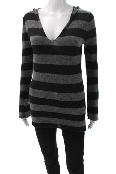Acrobat Womens Gray Striped Knit V-Neck Long Sleeve Tunic T-Shirt Size S