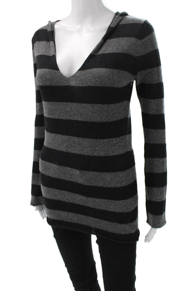 Acrobat Womens Gray Striped Knit V-Neck Long Sleeve Tunic T-Shirt Size S