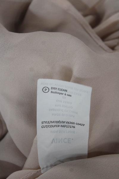 Vince Womens Basic Silk V Neck Short Sleeve Blouse Pink Size XS