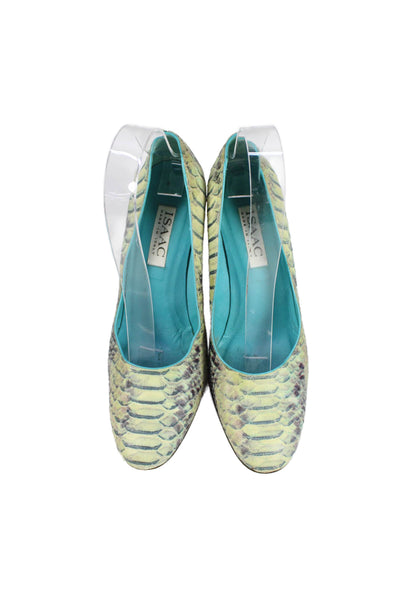 Isaac Womens Embossed Leather High Heels Pumps Shoes Blue Combo Size 7