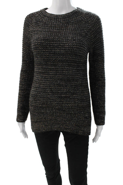 Maje Women Pullover Sweater Black Wool Blend Round Neck Long Sleeve Size 1