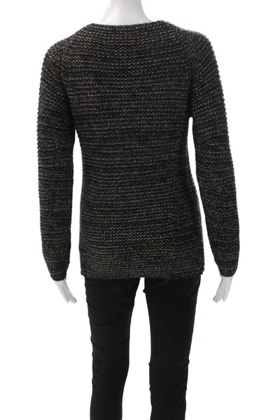 Maje Women Pullover Sweater Black Wool Blend Round Neck Long Sleeve Size 1