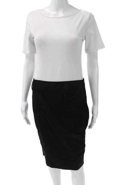 Gucci Womens Mini Straight Pencil Skirt Black Cotton Zip Size 42