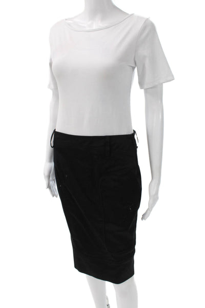 Gucci Womens Mini Straight Pencil Skirt Black Cotton Zip Size 42