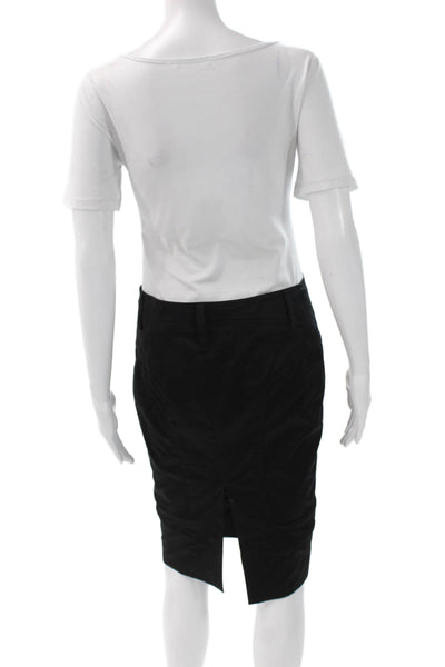 Gucci Womens Mini Straight Pencil Skirt Black Cotton Zip Size 42
