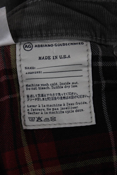 AG Adriano Goldschmied Womens Corduroy Pants Gray Cotton Blend Size 26