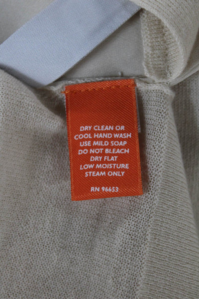 Christopher Fischer Women Ivory Cotton Boat Neck Short Sleeve Blouse Size S