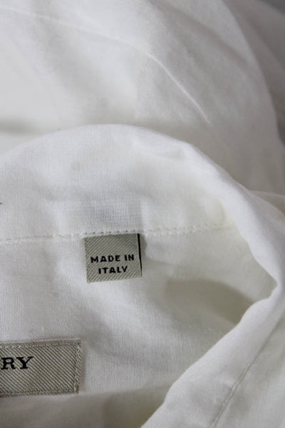 Burberry London Womens Blouse Button-Up Collared Cotton White 3/4 Sleeve Size S
