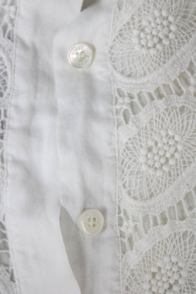 Burberry London Womens Blouse Button-Up Collared Cotton White 3/4 Sleeve Size S