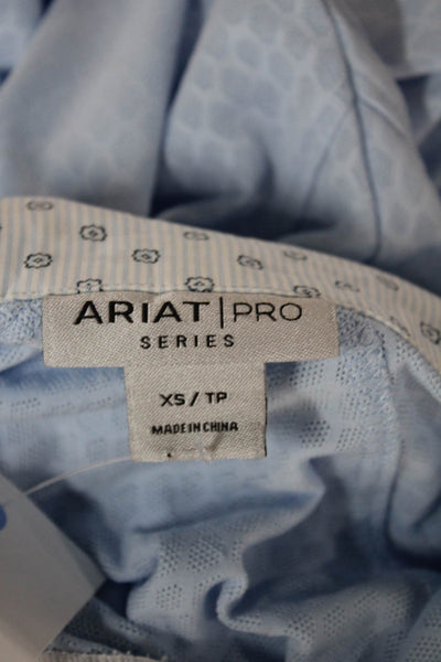 Ariat Women Basic Short Sleeve Collared Button Polo Blue Polyester Size XS