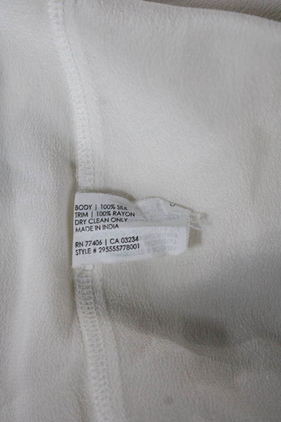 Club Monaco Womens Ivory Silk V-Neck Tunic Blouse Short Sleeve Pullover Size XS