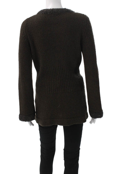 Robyne's Tricot Women Brown Wool Blend Cardigan Long Sleeve Size S