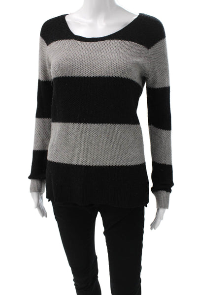 Splendid Women Black Striped Crewneck Pullover Sweater Long Sleeve Size S
