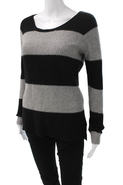 Splendid Women Black Striped Crewneck Pullover Sweater Long Sleeve Size S