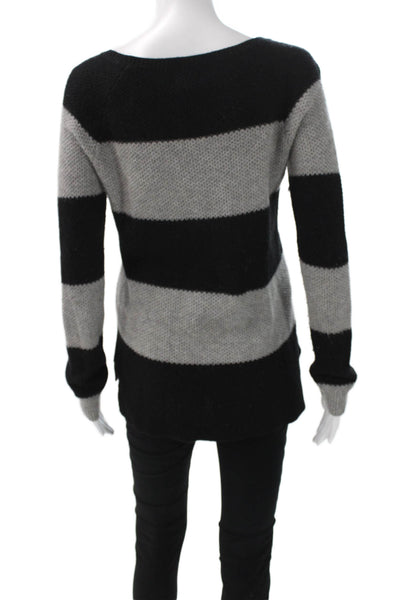 Splendid Women Black Striped Crewneck Pullover Sweater Long Sleeve Size S