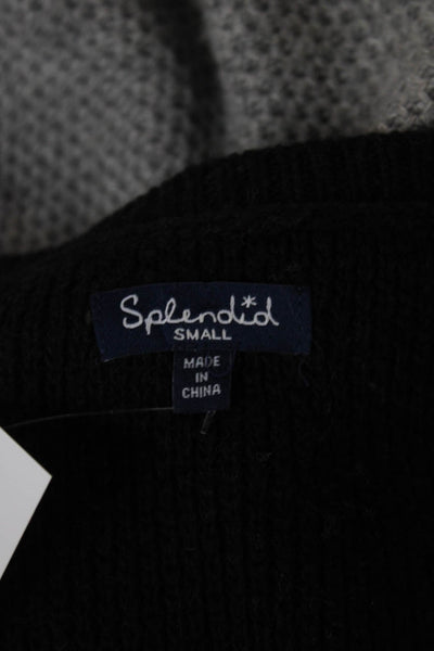 Splendid Women Black Striped Crewneck Pullover Sweater Long Sleeve Size S