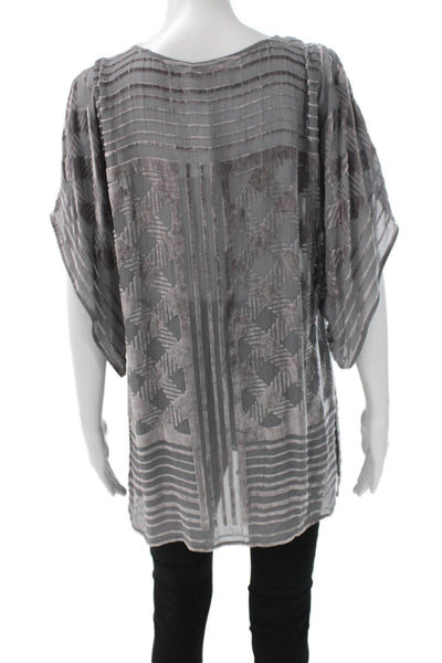 Calypso Saint Barth Women Velvet Geometric Tunic Gray Short Sleeve Size XS