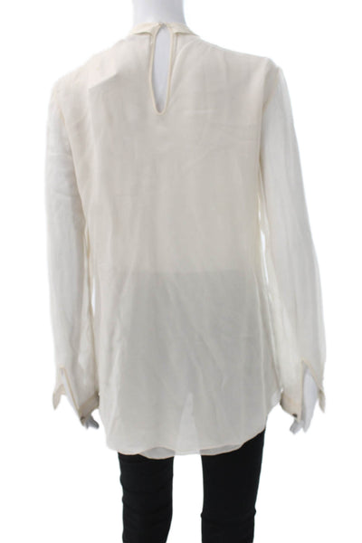 Rohit Gandhi + Rahul Khanna Womens Ivory V-Neck Long Sleeve Blouse Size S