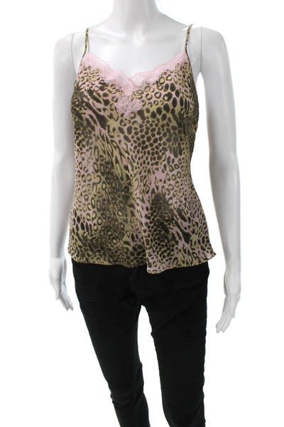 Natori Womens Tank Multicolor Animal Print Scoop Neck Polyester Blend Size S