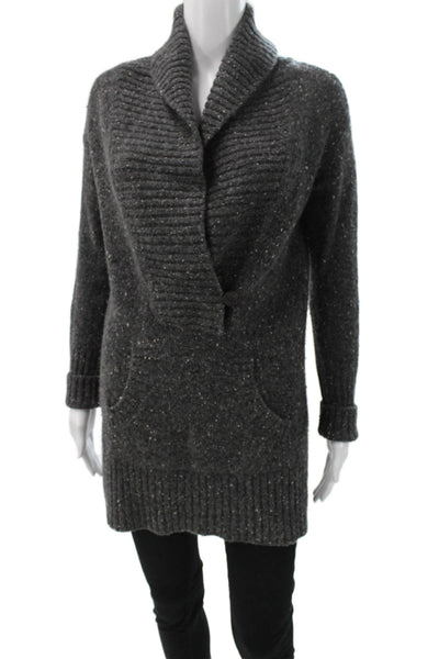 Vince Womens Gray Wool Blend Cardigan Sweater Collared Long Sleeve Size S