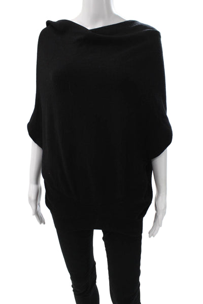 Vince Women Black Cotton Cowl Neck Pullover 3/4 Sleeve Solid Size S