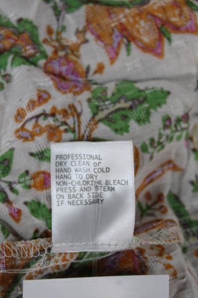 Nicole Miller Womens Floral V Neck Rayon Short Sleeve Blouse Size M
