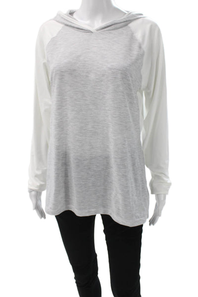 The North Face Women Gray Colorblock V-Neck Pullover Long Sleeve Size L