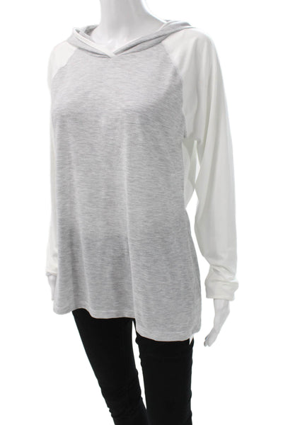 The North Face Women Gray Colorblock V-Neck Pullover Long Sleeve Size L