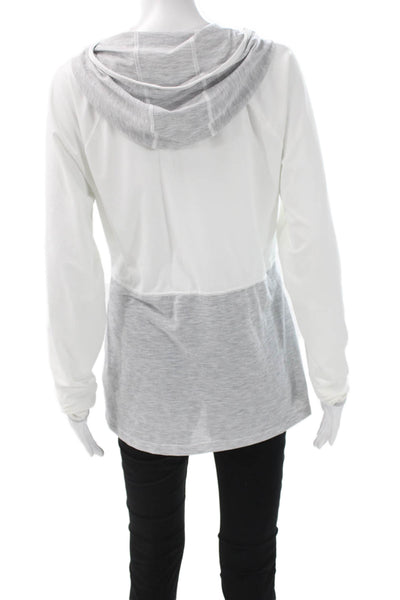 The North Face Women Gray Colorblock V-Neck Pullover Long Sleeve Size L