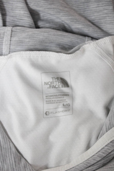 The North Face Women Gray Colorblock V-Neck Pullover Long Sleeve Size L