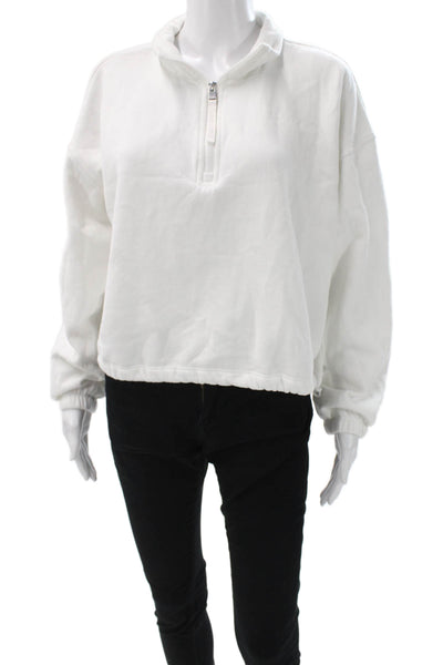 Calvin Klein Womens Pullover Sweatshirt Collared Long Sleeve White Size XL