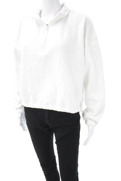 Calvin Klein Womens Pullover Sweatshirt Collared Long Sleeve White Size XL