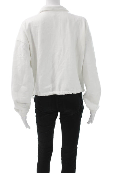 Calvin Klein Womens Pullover Sweatshirt Collared Long Sleeve White Size XL