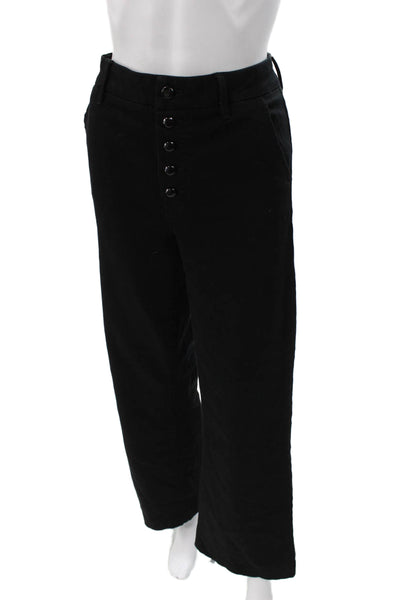 Paige Black Label Women Black High Rise Rayon Pants Button Size 29