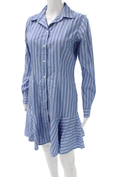 Lauren Ralph Lauren Womens Blue Striped Cotton Shirt Dress Long Sleeve Size 4