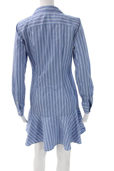Lauren Ralph Lauren Womens Blue Striped Cotton Shirt Dress Long Sleeve Size 4