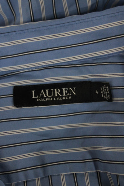 Lauren Ralph Lauren Womens Blue Striped Cotton Shirt Dress Long Sleeve Size 4
