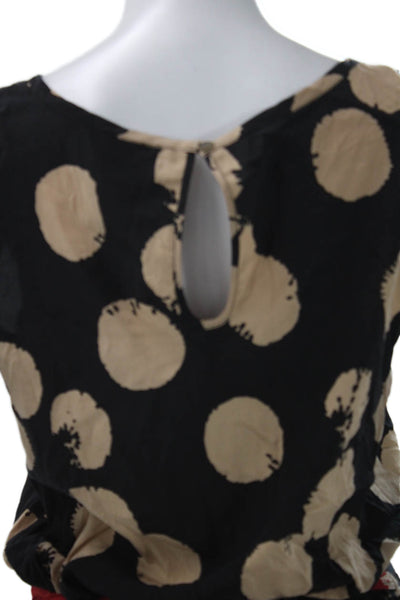 DKNY Womens Black Polka Dot V Neck Silk Sleeveless Jumpsuit Size 2
