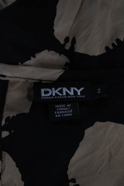DKNY Womens Black Polka Dot V Neck Silk Sleeveless Jumpsuit Size 2