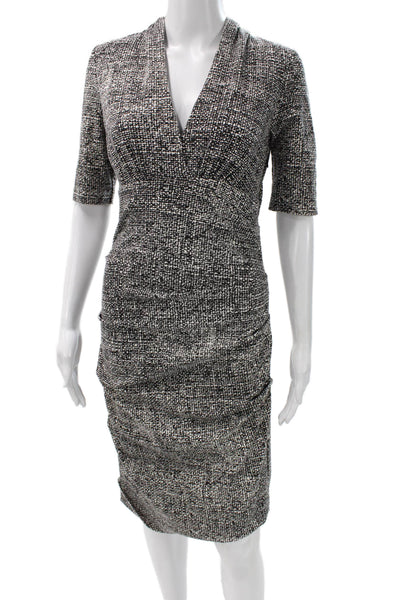 Artelier Nicole Miller Womens Sheath Dress Black V Neck Viscose Mid Calf Size L