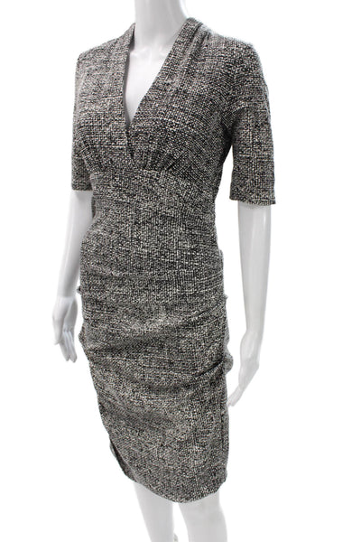 Artelier Nicole Miller Womens Sheath Dress Black V Neck Viscose Mid Calf Size L