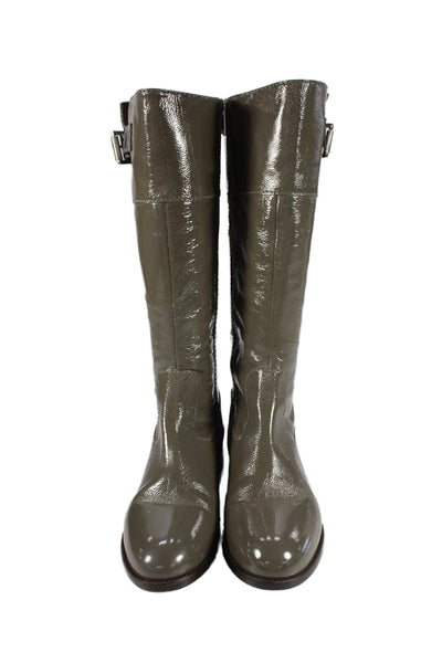 Boden Womens Patent Leather Knee High Zip Up Boots Grey Size 39 9