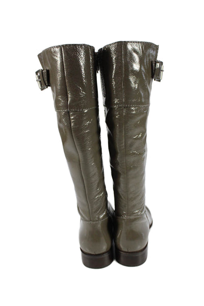 Boden Womens Patent Leather Knee High Zip Up Boots Grey Size 39 9