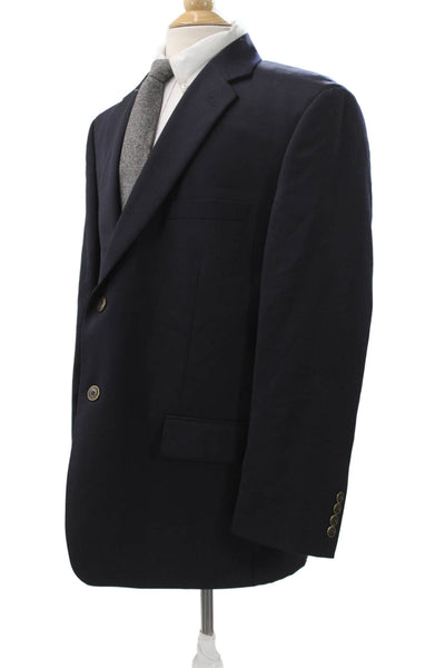 Joseph & Feiss Mens Blazer Blue 100% Wool Solid Button Short Size 46