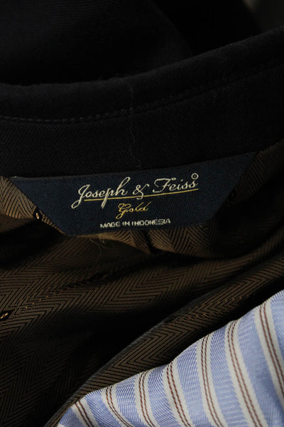 Joseph & Feiss Mens Blazer Blue 100% Wool Solid Button Short Size 46