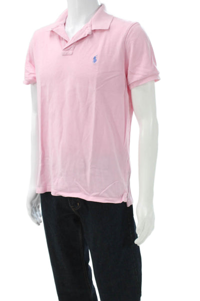 Polo Ralph Lauren Mens T-Shirt Pink Collared Short Sleeve Cotton Size L